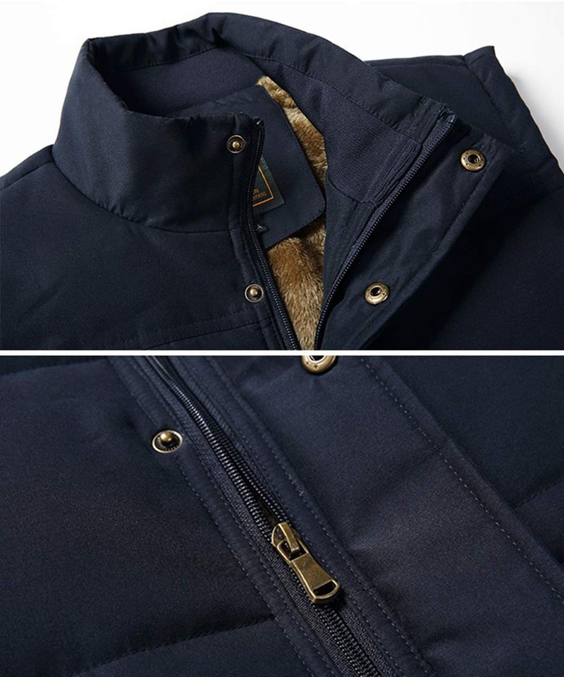 Vcansion Men's Outdoor Casual Stand Collar Thicken Qulited Fleece Jacket Vest Padded Lightweight Down Cotton Vest Coat Blue US L - Image 5